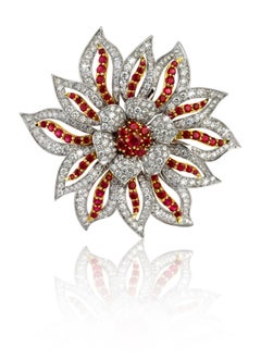 Vintage Brooch from ANGELETTI PRIVATE COLLECTION Gold with Diamonds and Rubies