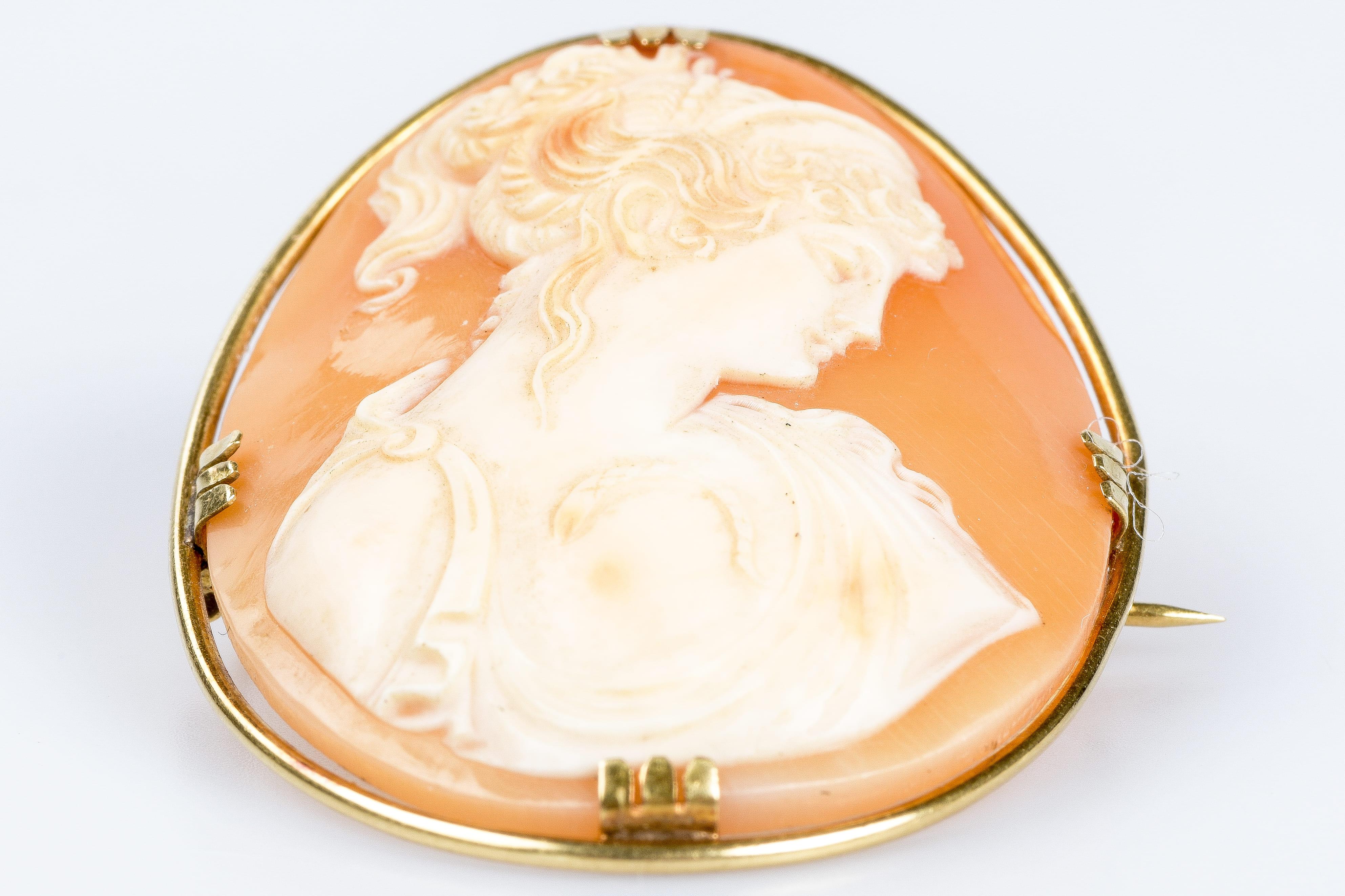 Vintage brooch in 18 carat yellow gold decorated with a cameo 3