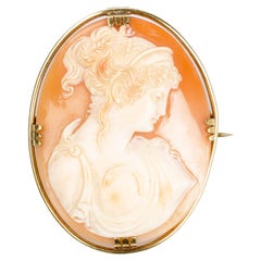 Vintage brooch in 18 carat yellow gold decorated with a cameo