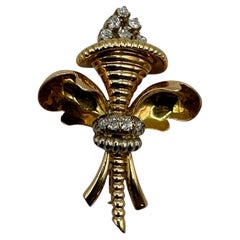 Vintage Brooch in 18kt Gold with Diamonds - Micheletto
