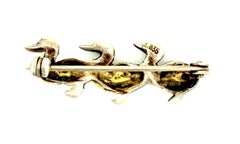 Vintage Brooch Three Ducks Silver Marcasite Turquoise Coloured Glass