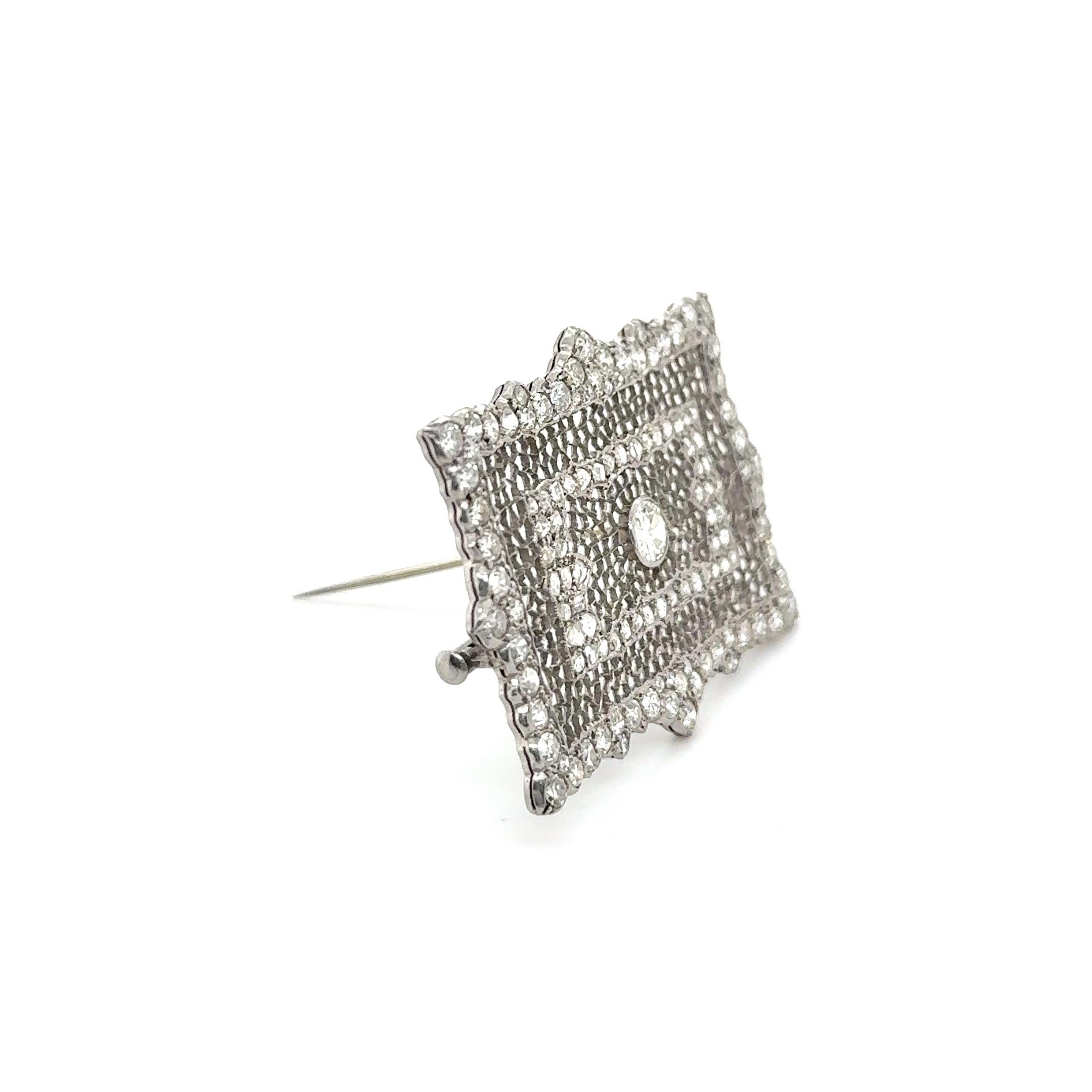 Vintage Brooch with Diamonds in Platinum by Buccellati For Sale 10
