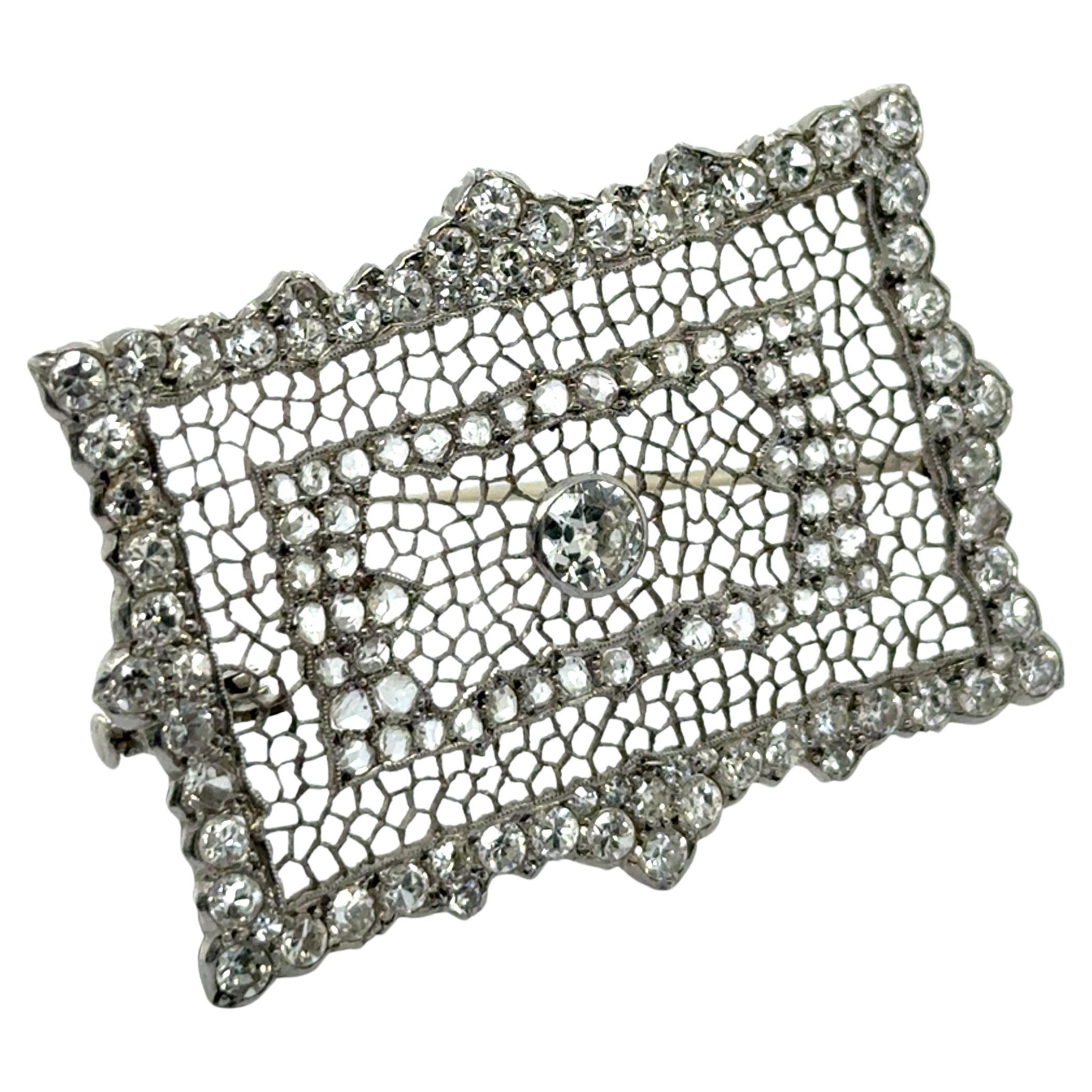 Vintage Brooch with Diamonds in Platinum by Buccellati