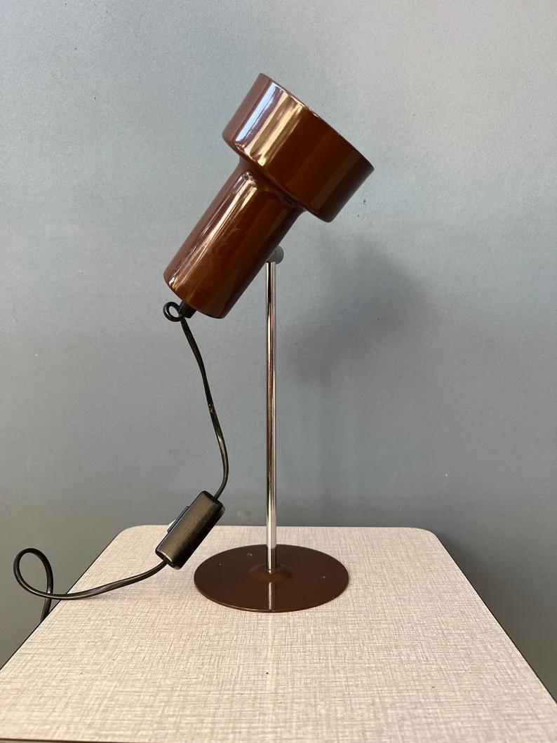 20th Century Vintage Brown Adjustable Space Age Desk Lamp, 1970s For Sale