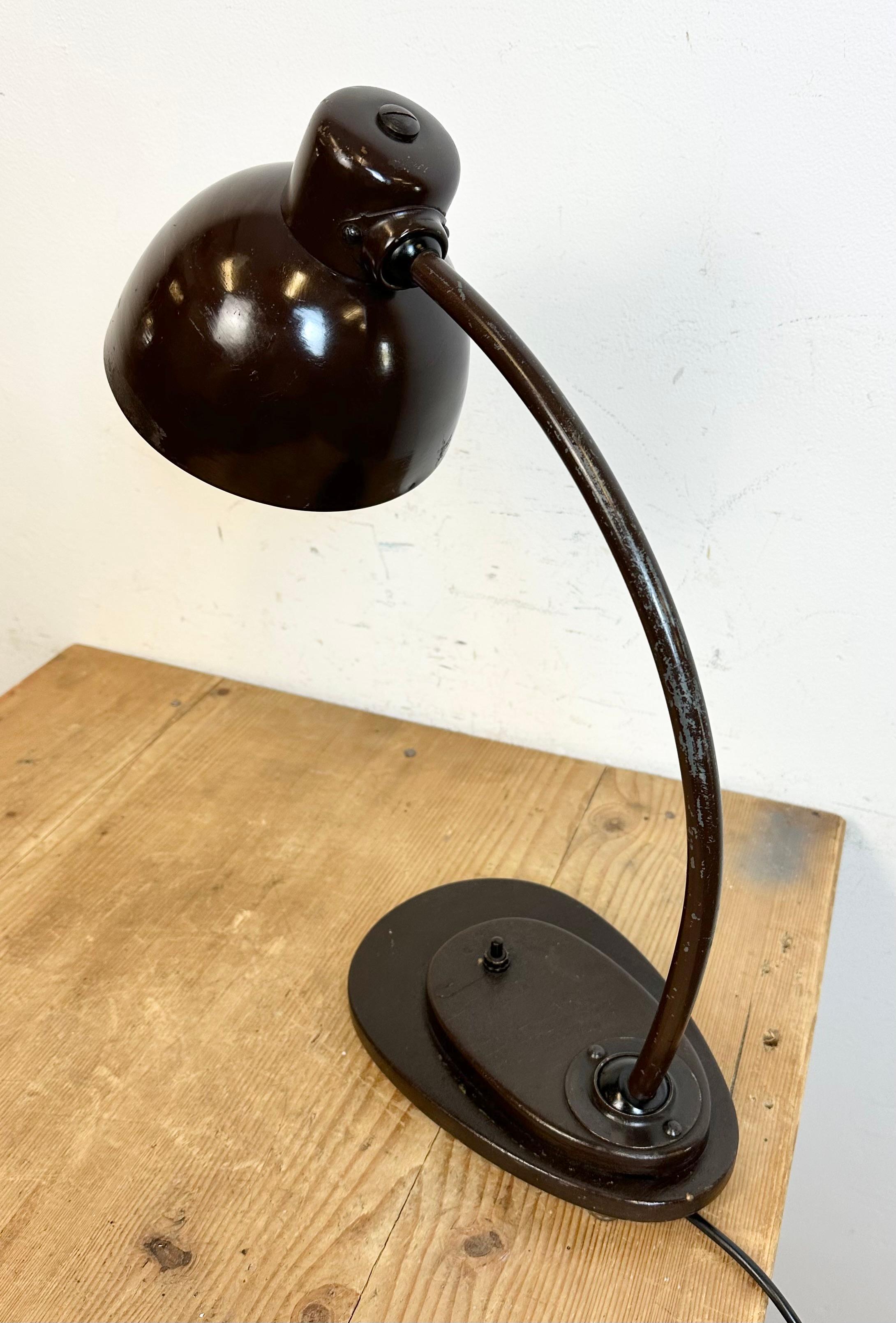 Vintage Brown Adjustable Table Lamp, 1960s In Good Condition For Sale In Kojetice, CZ