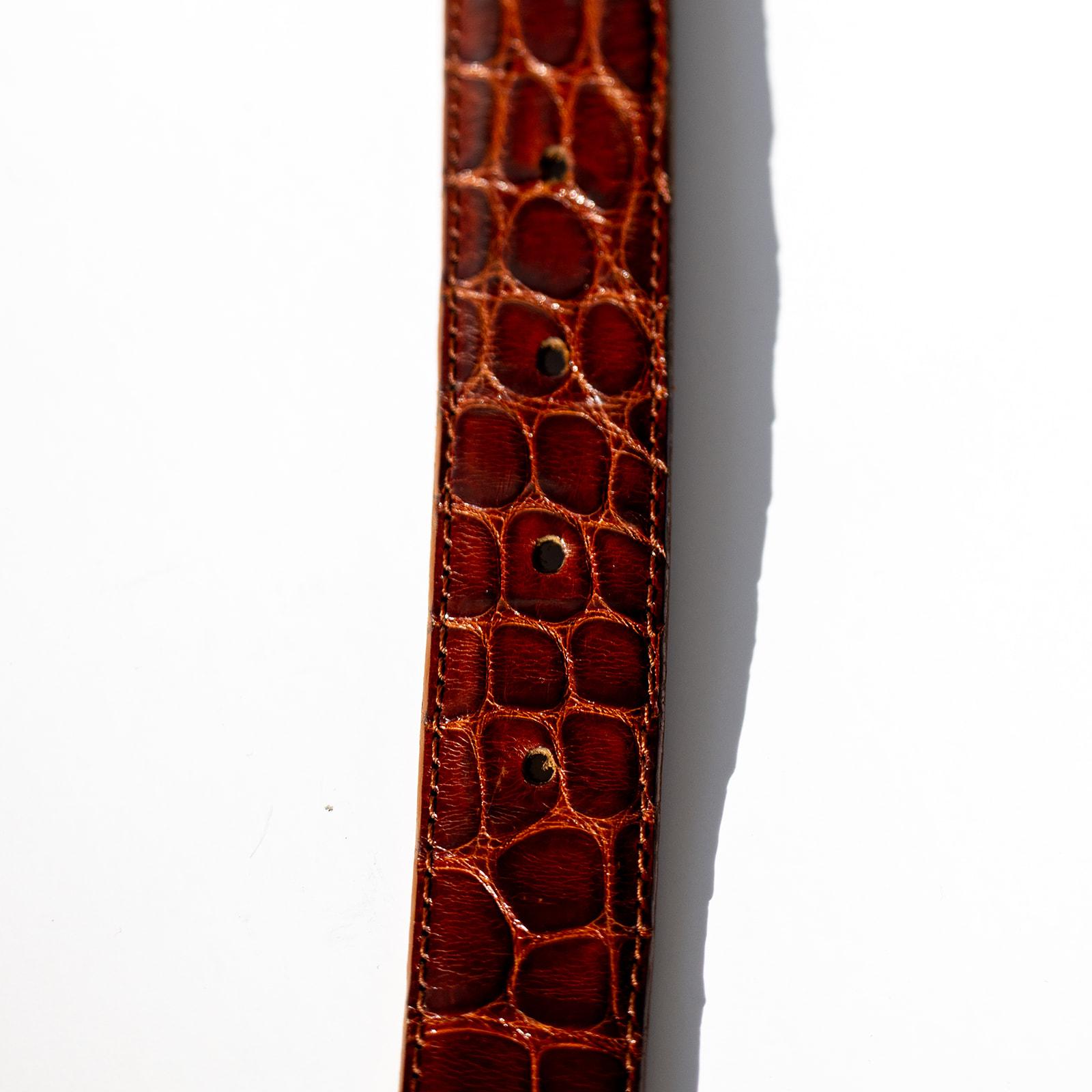 Vintage Brown Alligator Gürtel mit Sterling Silber Schnalle im Angebot 3