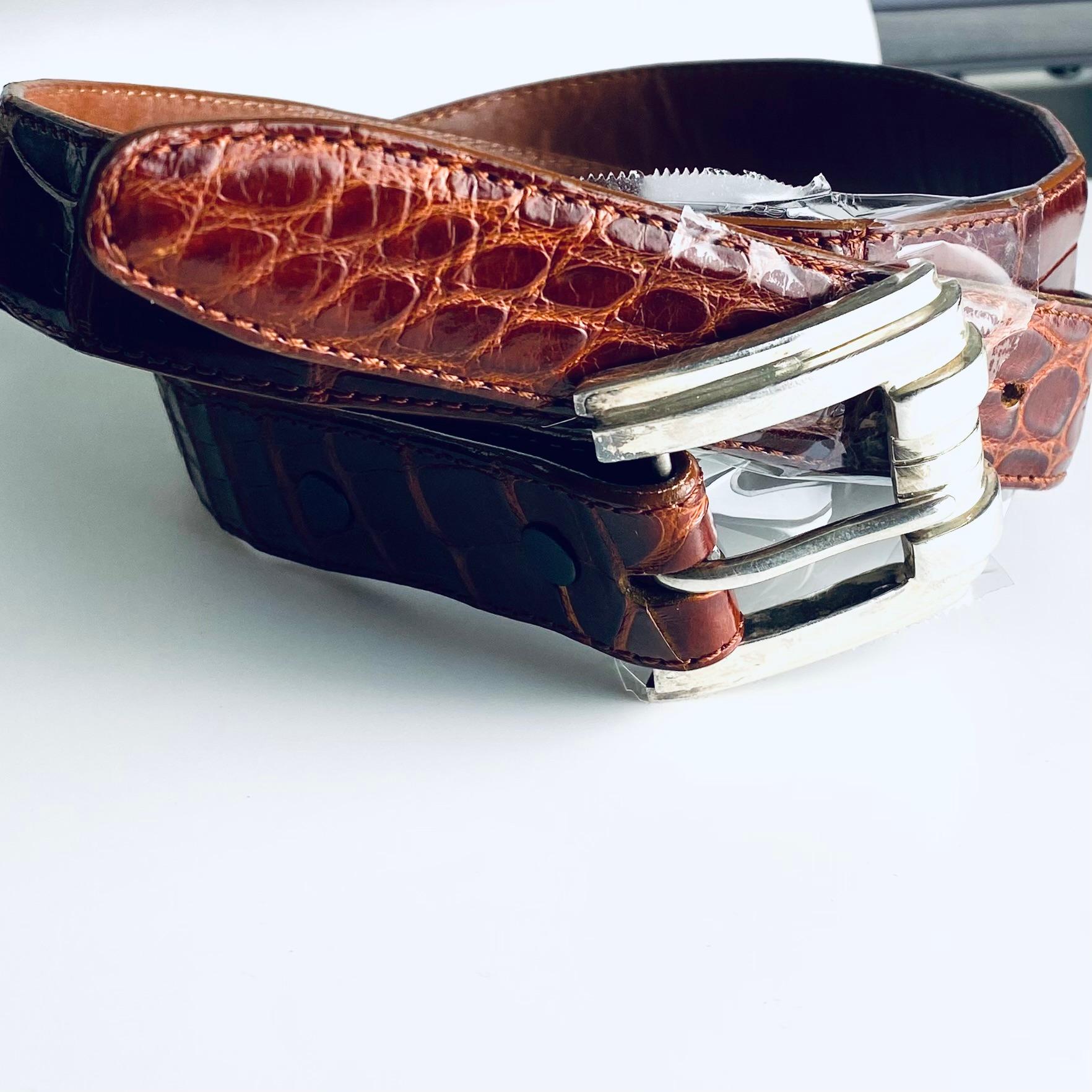 Vintage Brown Alligator Gürtel mit Sterling Silber Schnalle im Angebot 6