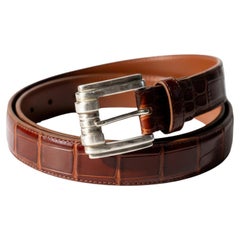 Vintage Brown Alligator Gürtel mit Sterling Silber Schnalle