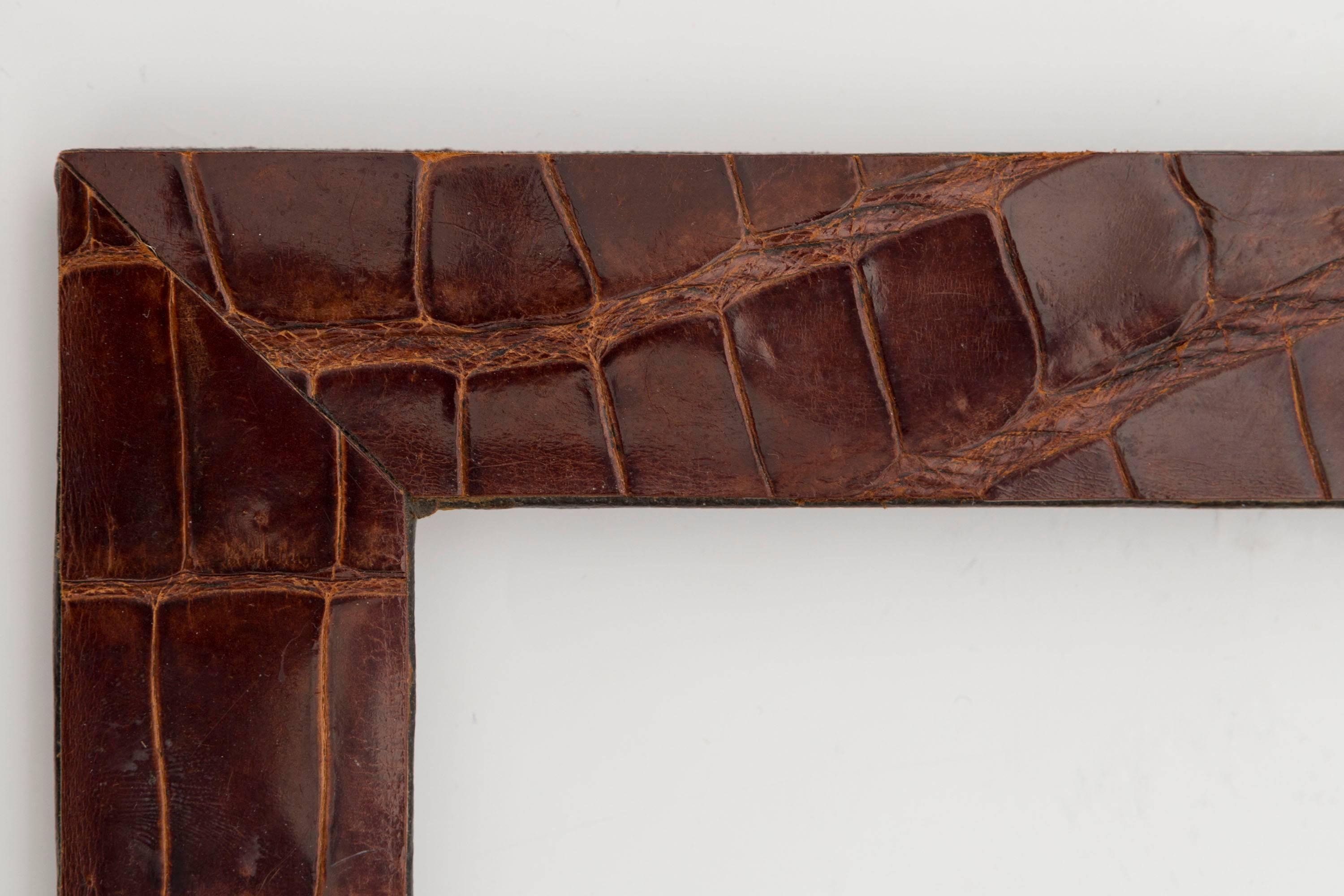 Animal Skin Vintage Brown Alligator Skin Picture Frame with Arch Top