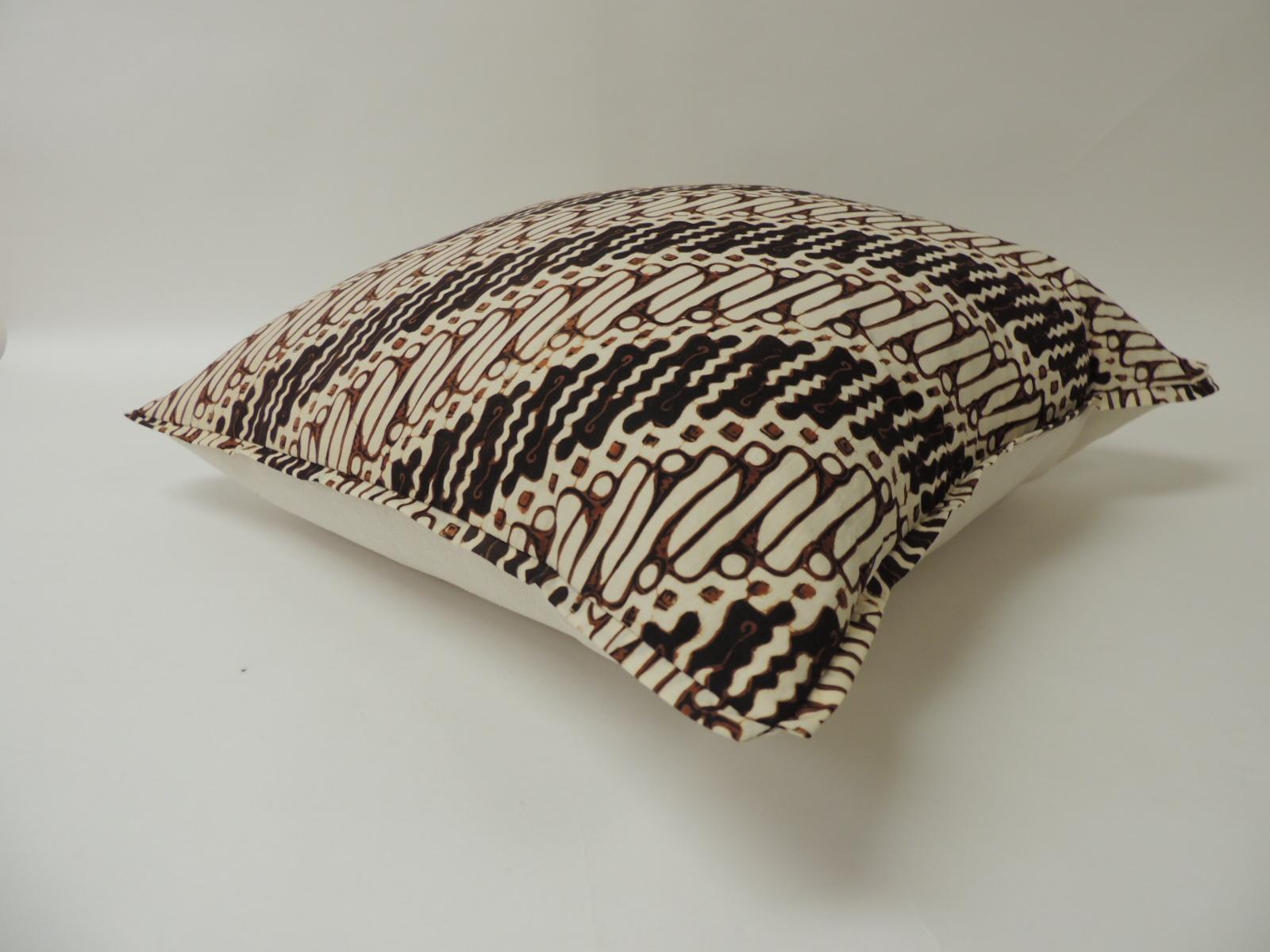 Tribal Vintage Brown and Black Batik Decorative Square Pillow