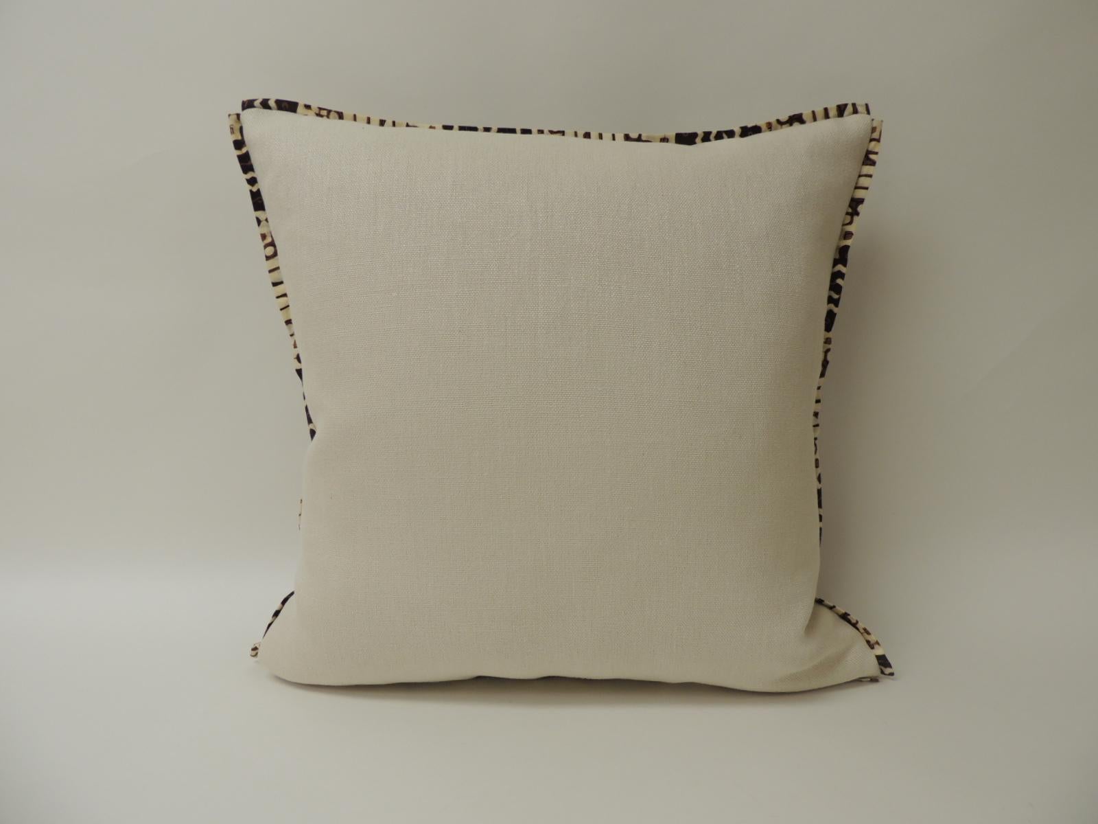 Hand-Crafted Vintage Brown and Black Batik Decorative Square Pillow