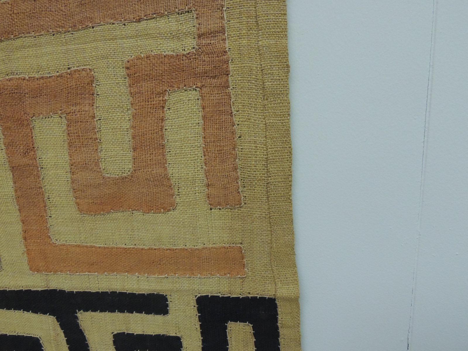 Tribal Vintage Brown and Black Earth Tones African Applique Kuba Textile