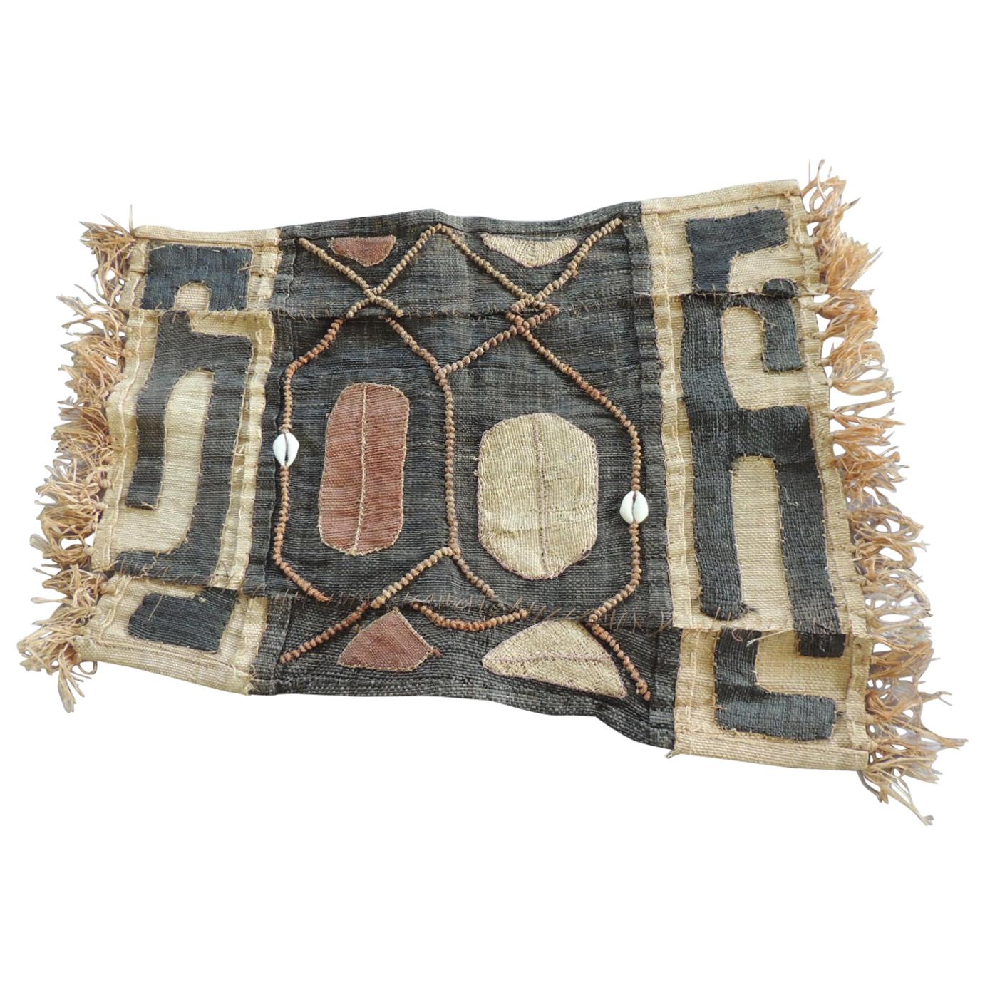 Vintage Braun und Schwarz Erdtöne Afrikanische Applique Kuba Textil Fragment