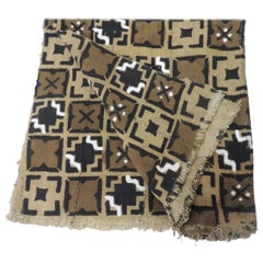 Vintage Brown and Black Graphic Bogolanfini African Mudcloth Artisanal Panel