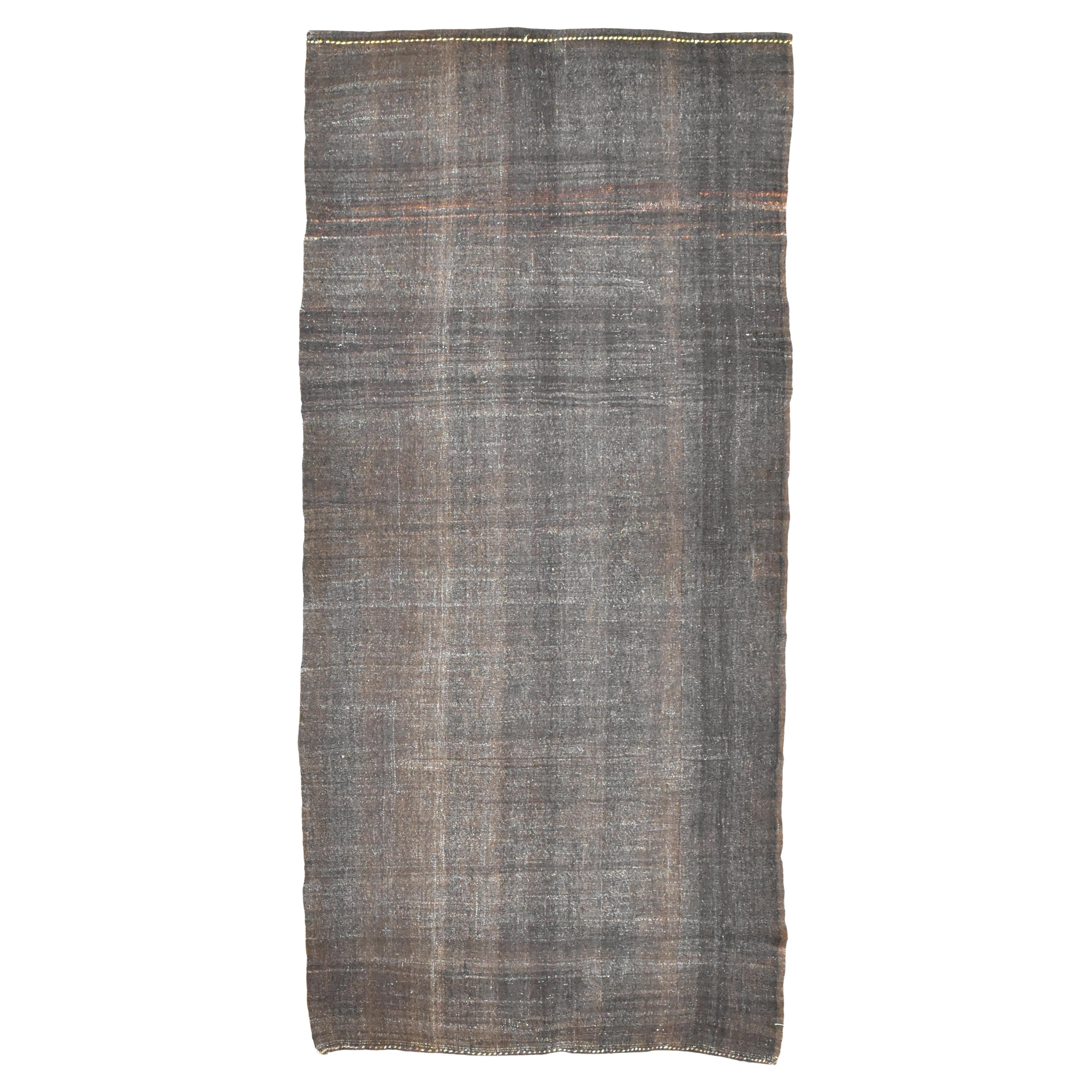 Tappeto vintage in canapa intrecciata a mano marrone e carbone 6'x12'6'' in vendita
