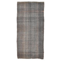 Tappeto vintage in canapa intrecciata a mano marrone e carbone 6'x12'6''