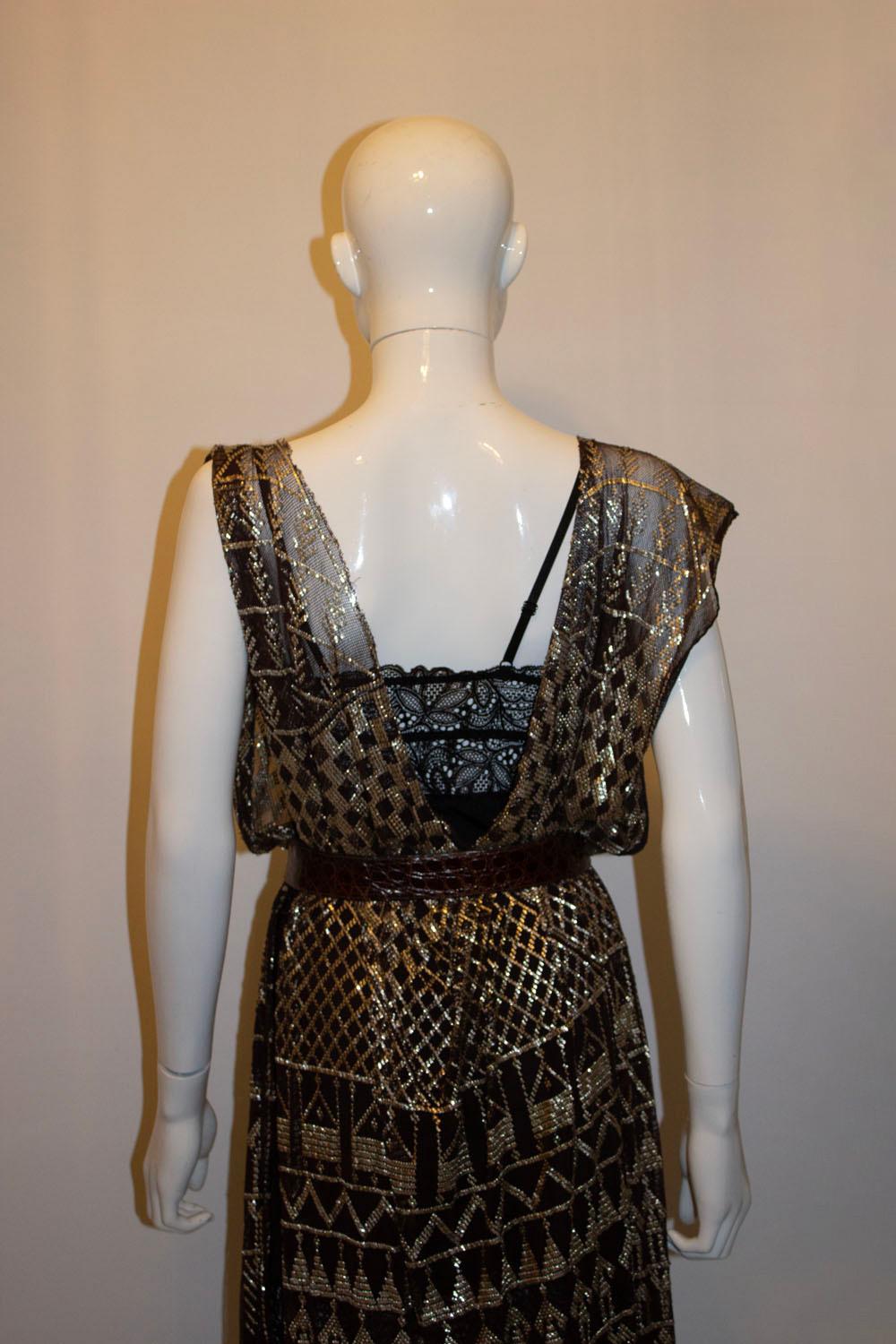 Vintage Brown and Gold Assuit Dress For Sale 1