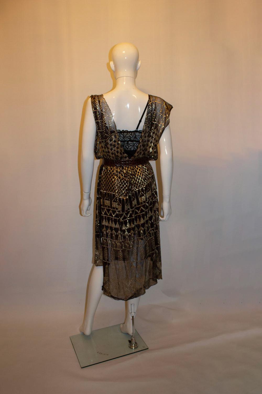 Vintage Brown and Gold Assuit Dress For Sale 2