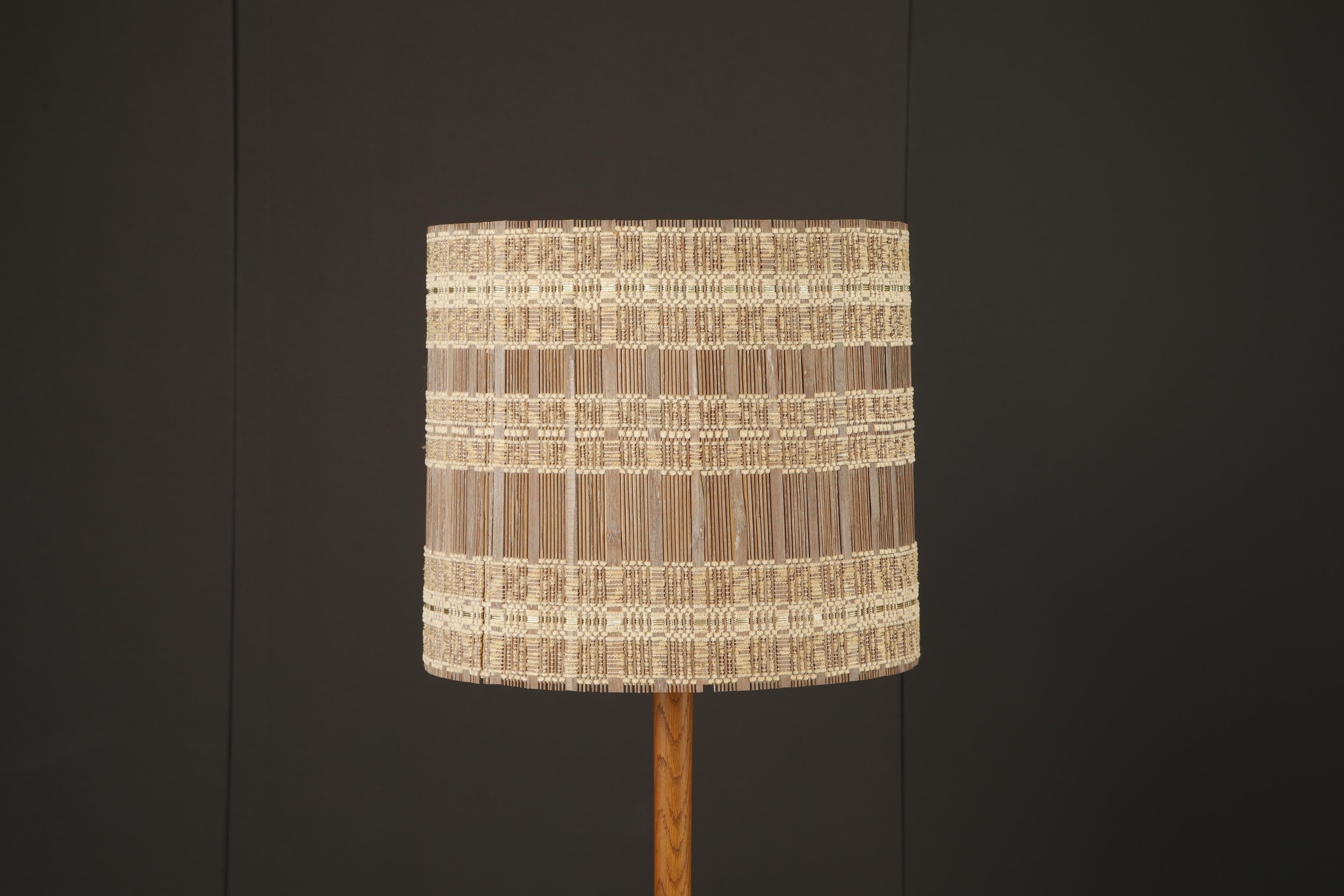 Mid-Century Modern Abat-jour tissé vintage brun et ivoire California Modern par Maria Kipp, 1960s en vente