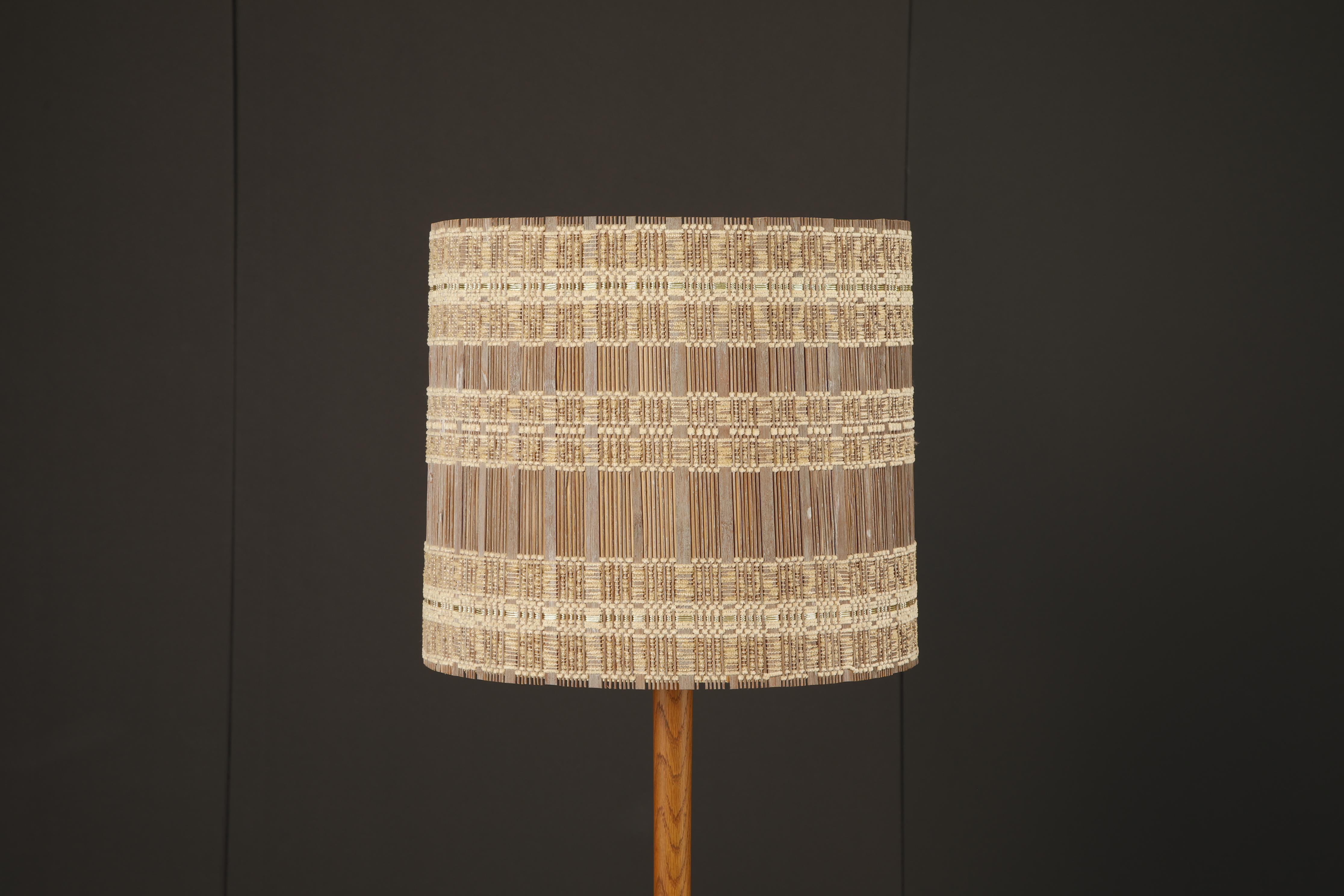 Abat-jour tissé vintage brun et ivoire California Modern par Maria Kipp, 1960s Bon état - En vente à Los Angeles, CA