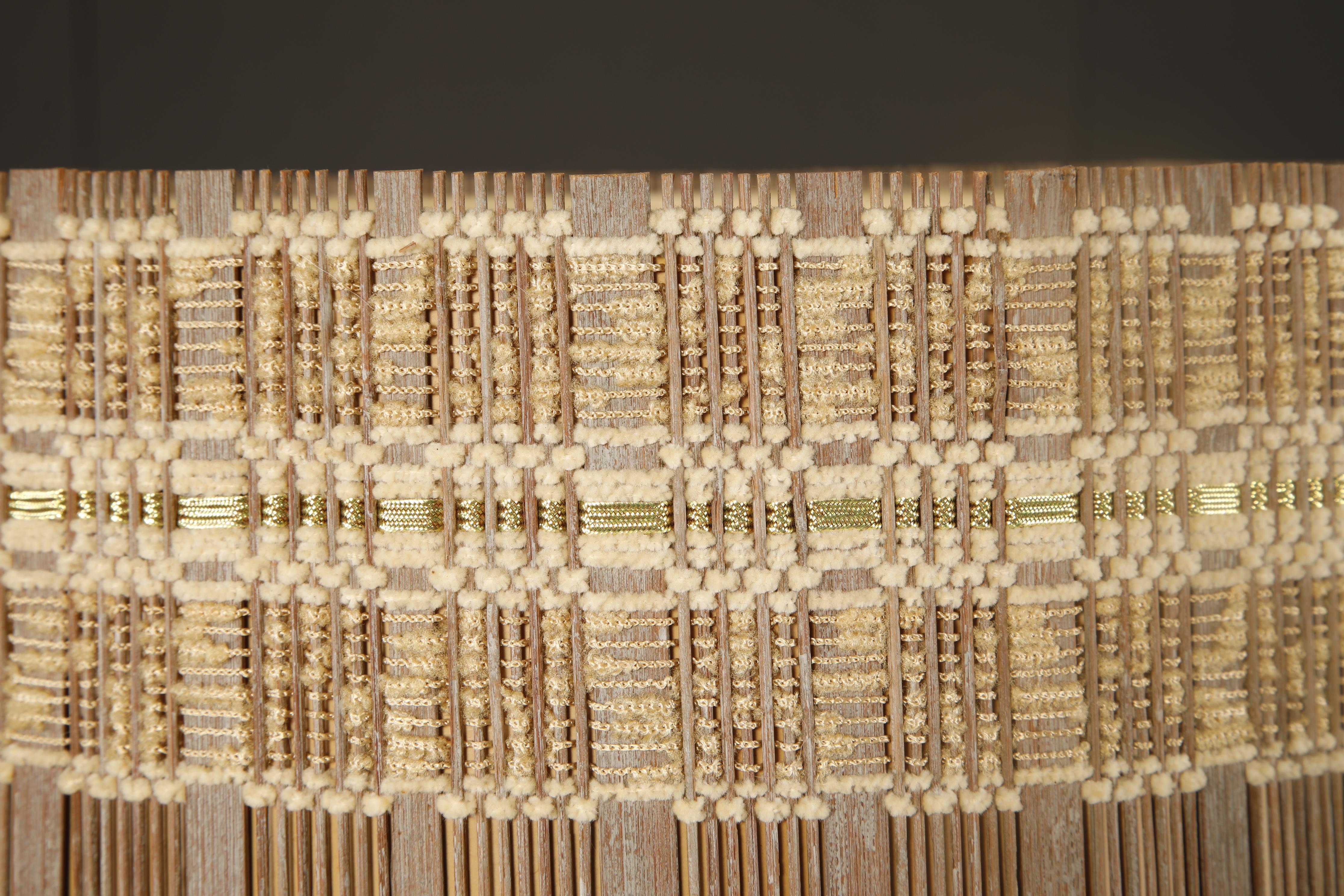 Milieu du XXe siècle Abat-jour tissé vintage brun et ivoire California Modern par Maria Kipp, 1960s en vente