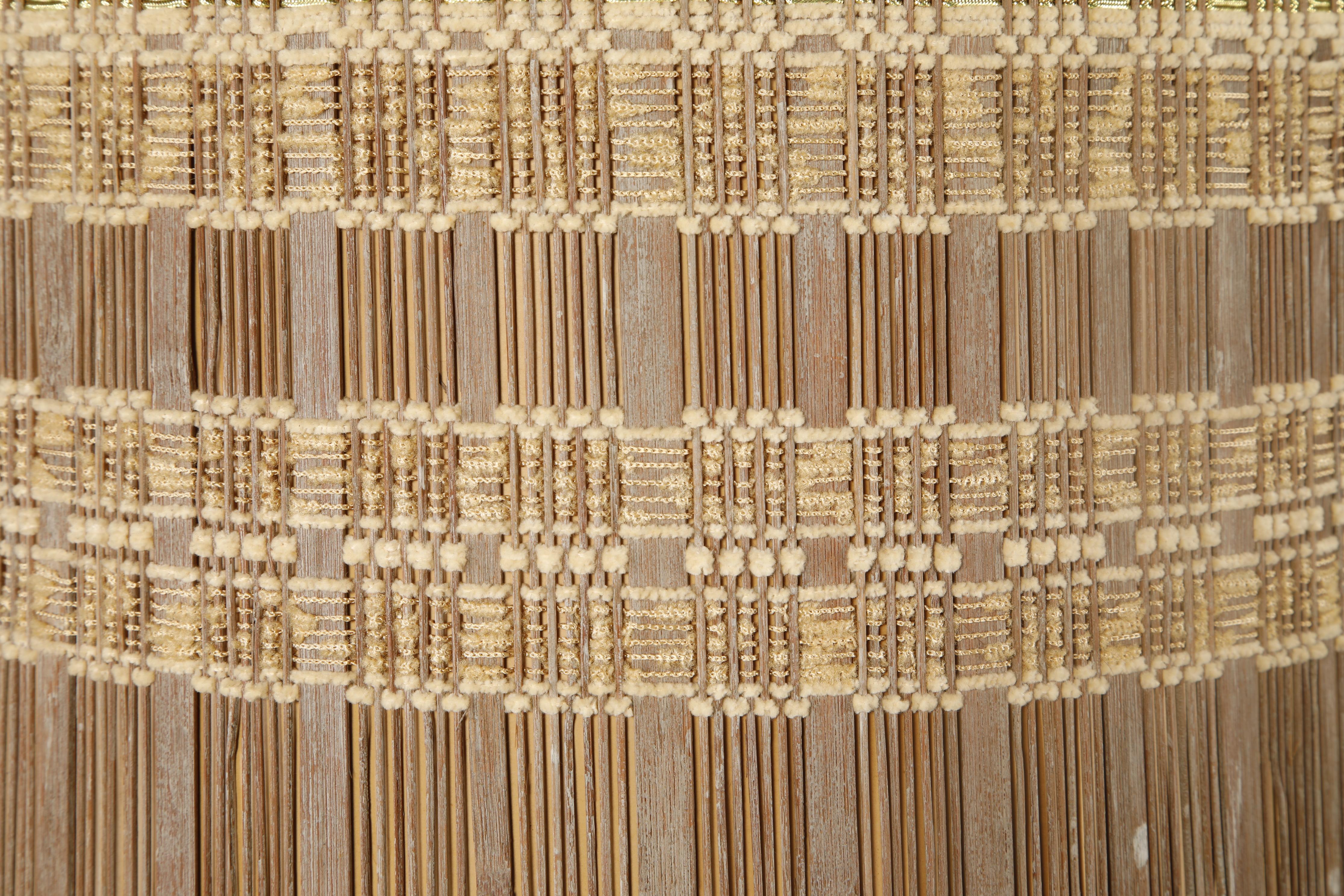 Raphia Abat-jour tissé vintage brun et ivoire California Modern par Maria Kipp, 1960s en vente