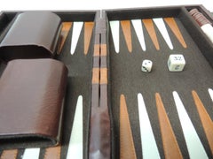 Vintage Brown and Orange Mini Backgammon Game