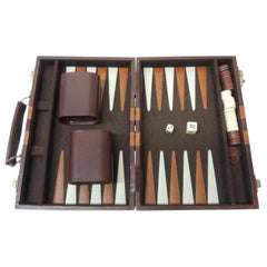 Vintage Brown and Orange Mini Backgammon Game