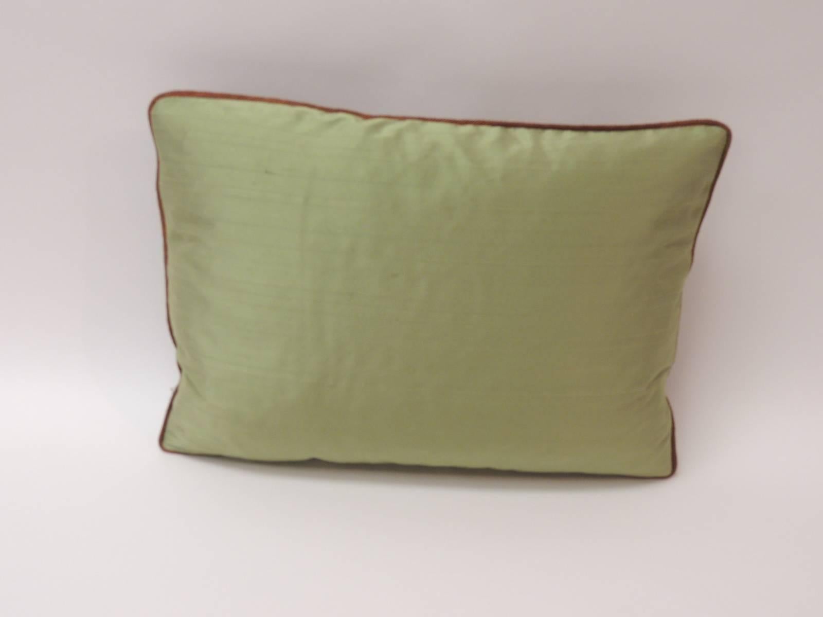 Laotian Vintage Brown and Orange Tribal Woven Silk Petite Decorative Pillow