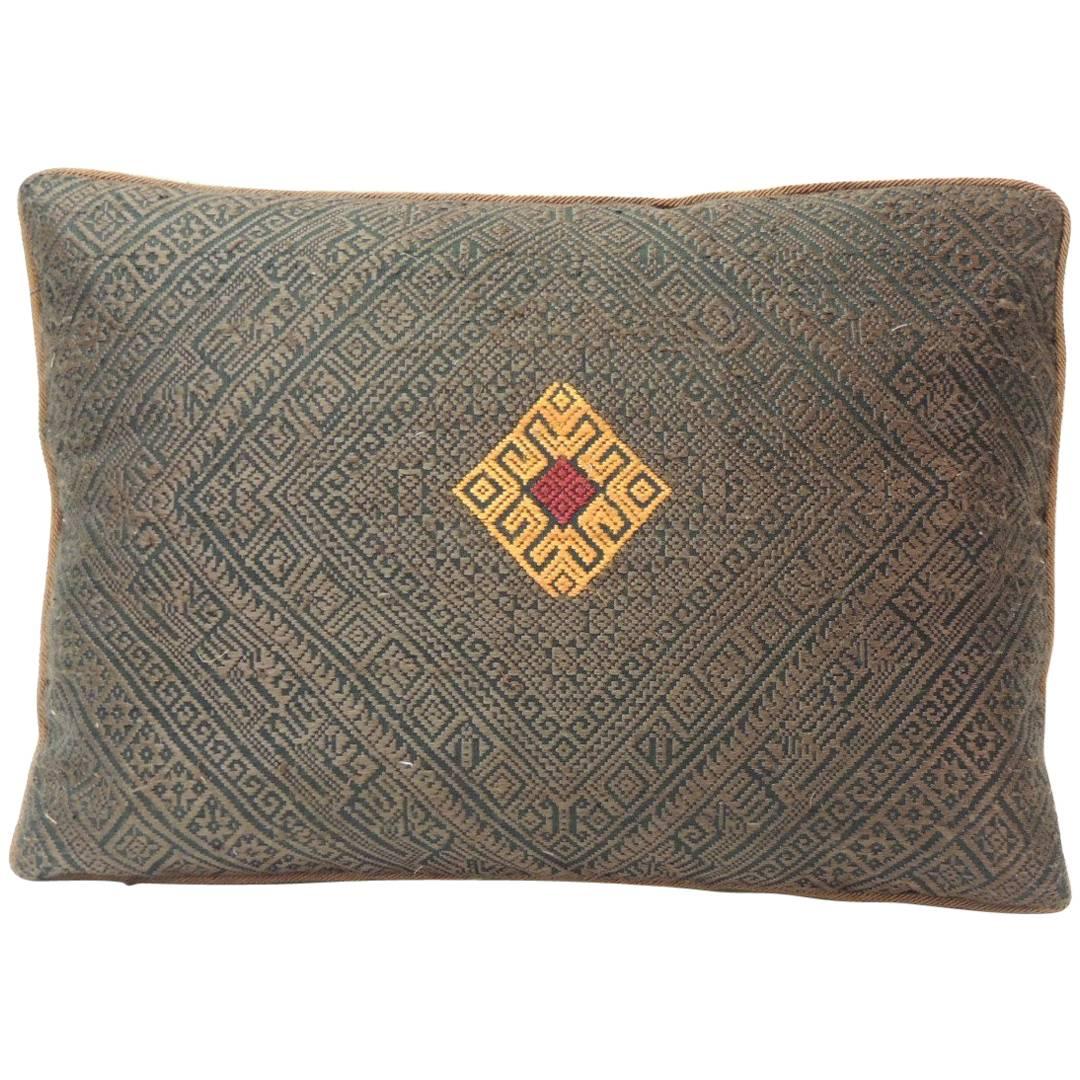 Vintage Brown and Orange Tribal Woven Silk Petite Decorative Pillow