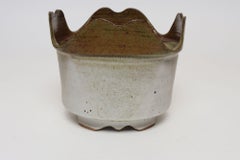 Vintage Brown and Pale Gray Studio Pottery Square Planter by Deanna Nichols