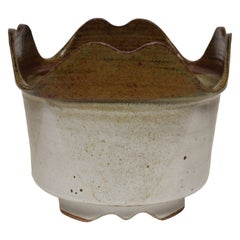 Vintage Brown and Pale Gray Studio Pottery Square Planter by Deanna Nichols