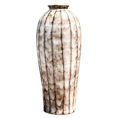 Vintage Brown and White Ceramic Vase