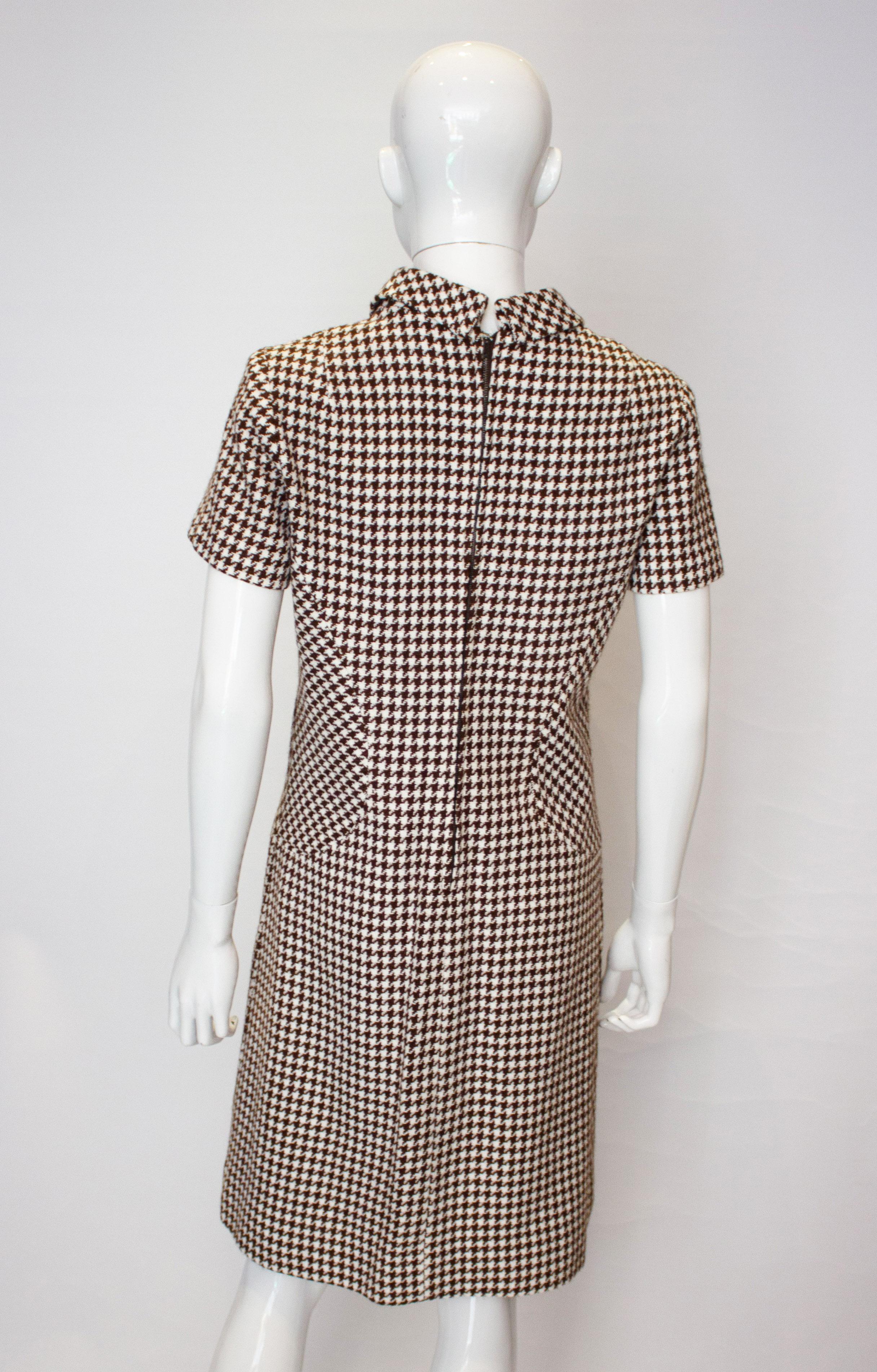 Women's Vintage Brown and White Dress by Nancy Green For Sale