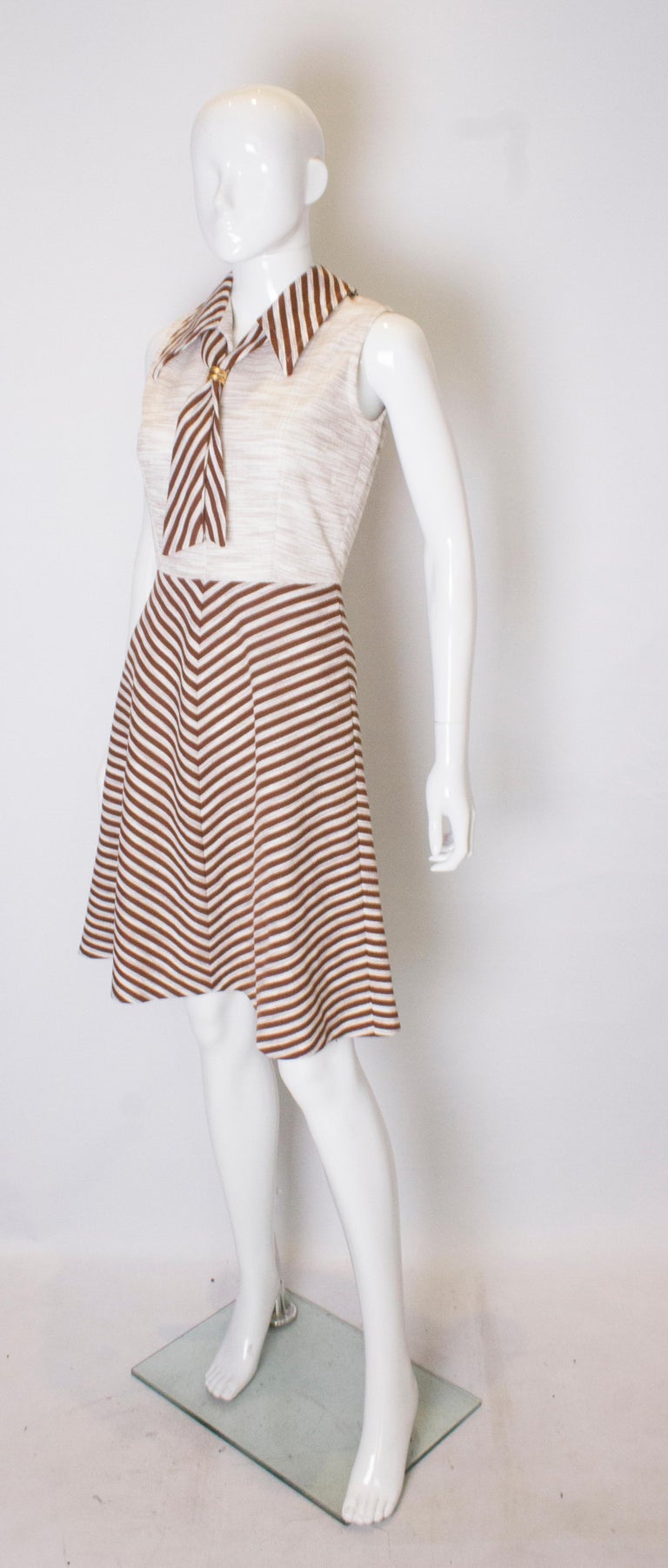 Vintage Brown and White Stripe Day Dress For Sale at 1stDibs | brown and white  stripe dress, brown and white sundress, vintage brown clothing