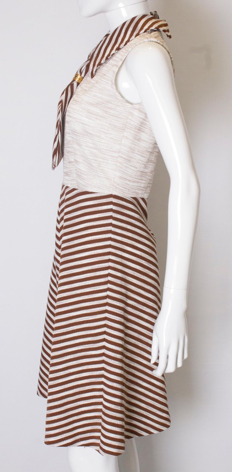 brown applique dress Brown and Blue Tropical Flight Stripes Organic Cotton Midi Dress – FARM Rio main image 0