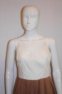 Vintage Brown and White Summer Cotton Dress