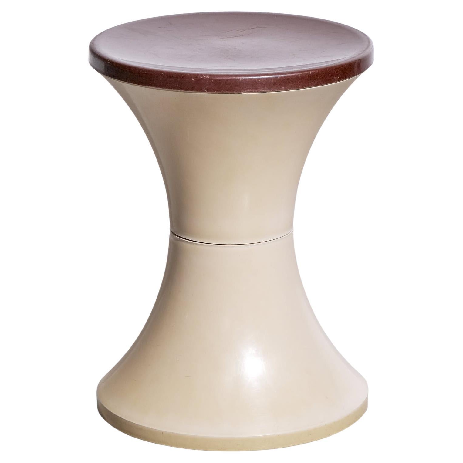 Taburete/Mesa auxiliar Tam Tam vintage marrón y blanco c.1960s