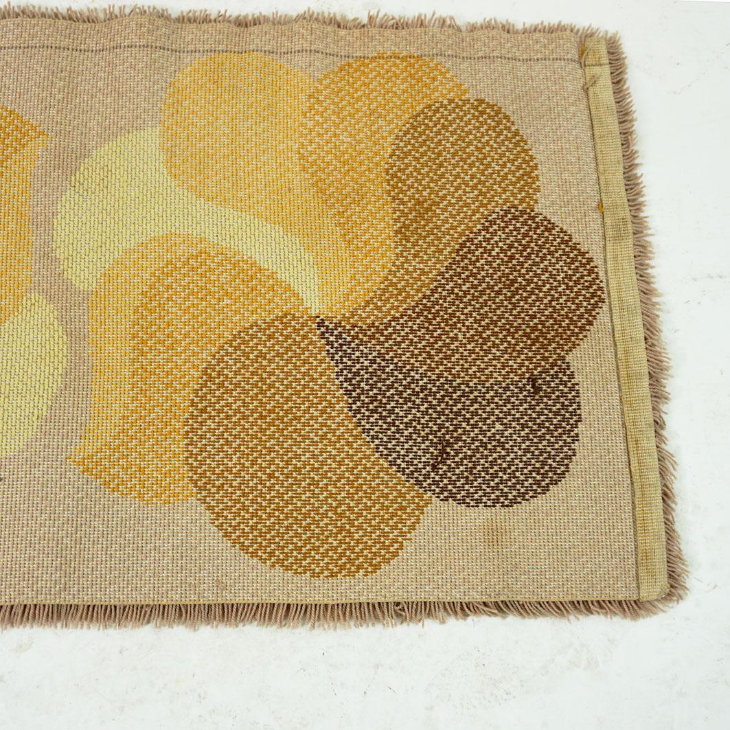 Vintage Brown and Yellow Flower Wool Rug by Desso, Netherlands, 1970s For Sale 1
