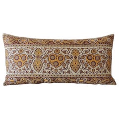 Vintage Brown and Yellow Paisley Long Bolster Decorative Pillow