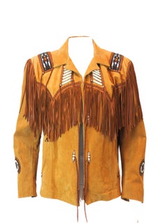 Vintage Brown Arturo Leather Fringe & Beaded Jacket