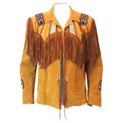 Vintage Brown Arturo Leather Fringe & Beaded Jacket