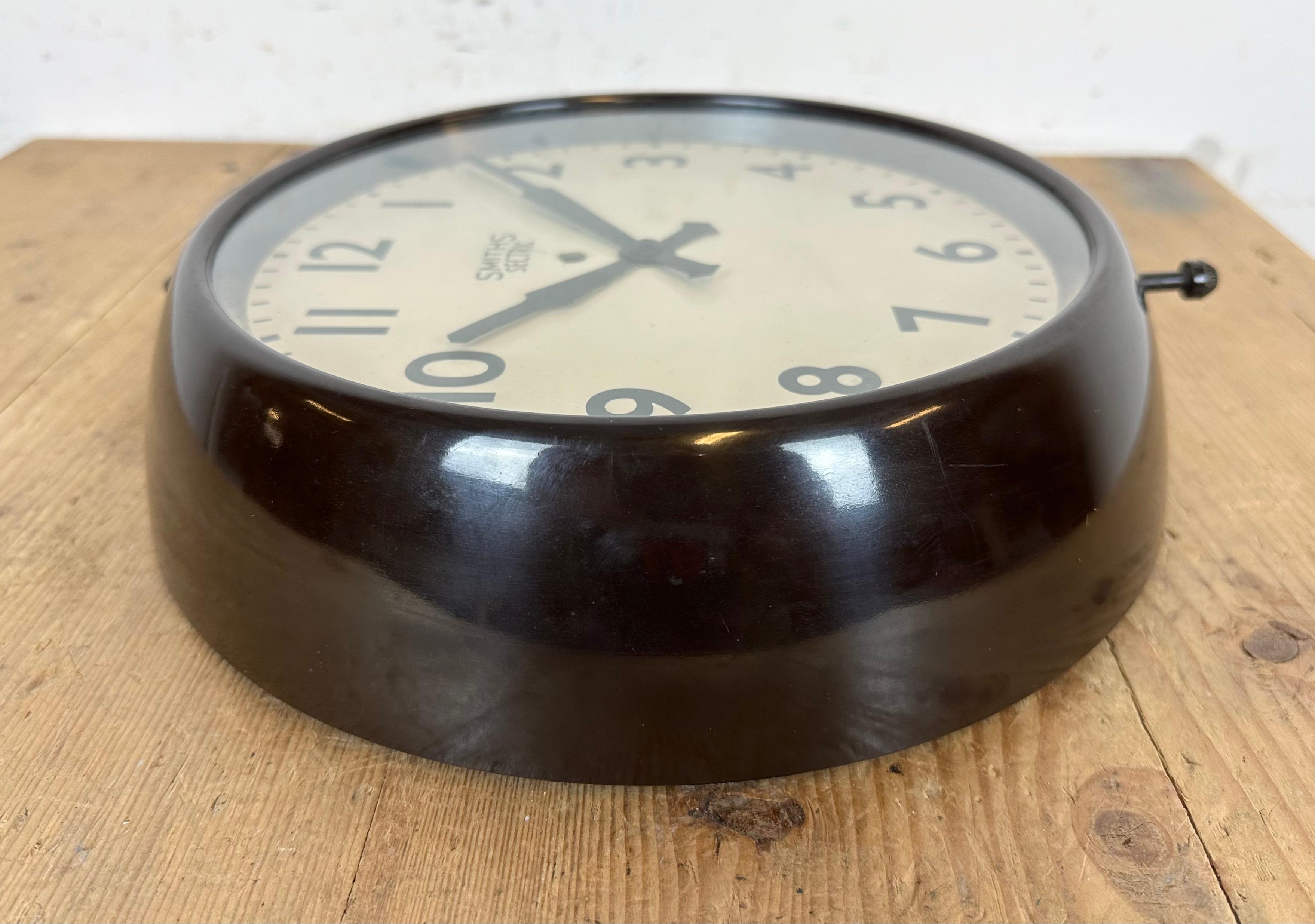 Vintage Brown Bakelite Electric Wall Clock from Smiths Sectric, 1950s 5