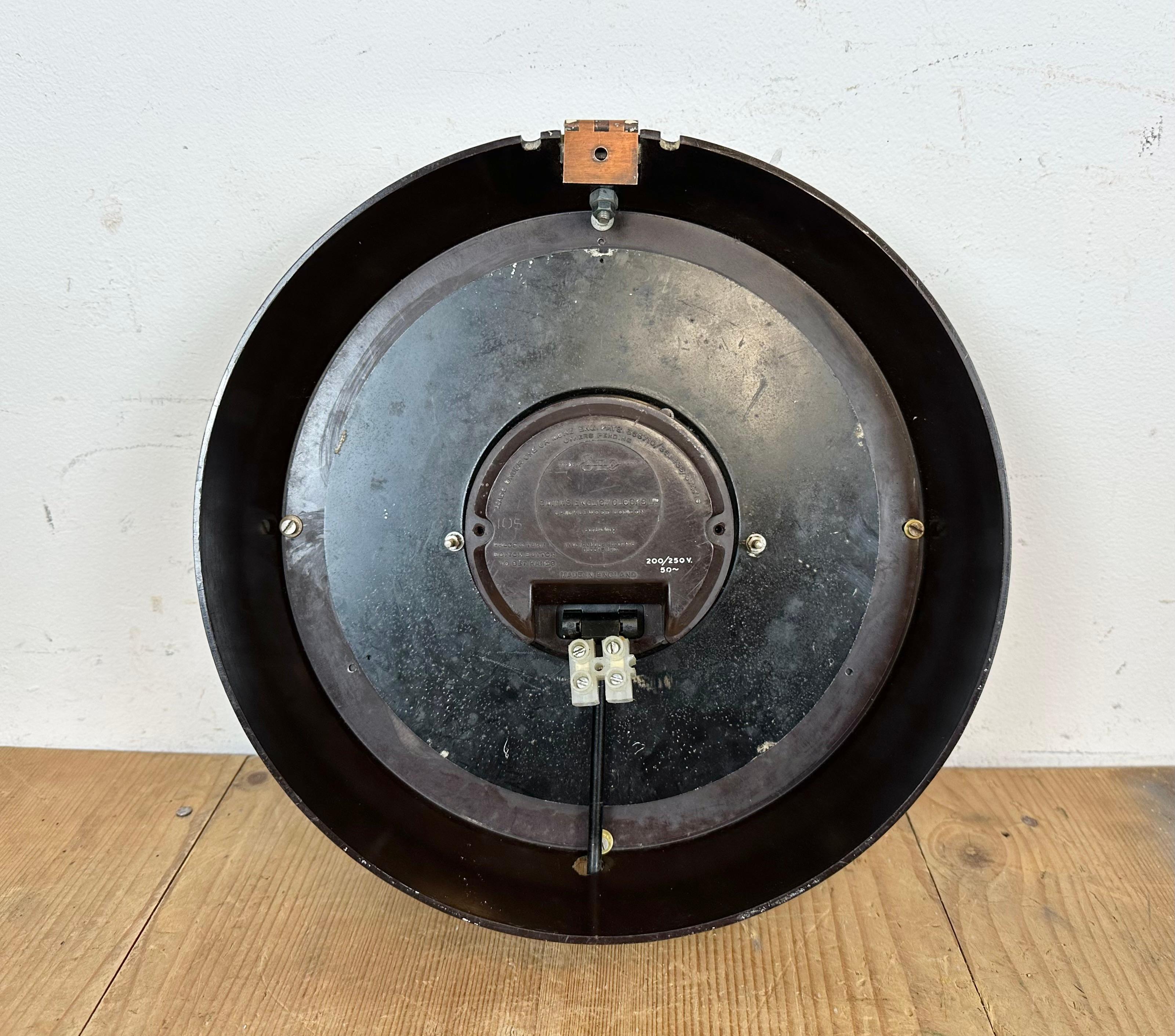 Vintage Brown Bakelite Electric Wall Clock from Smiths Sectric, 1950s 4