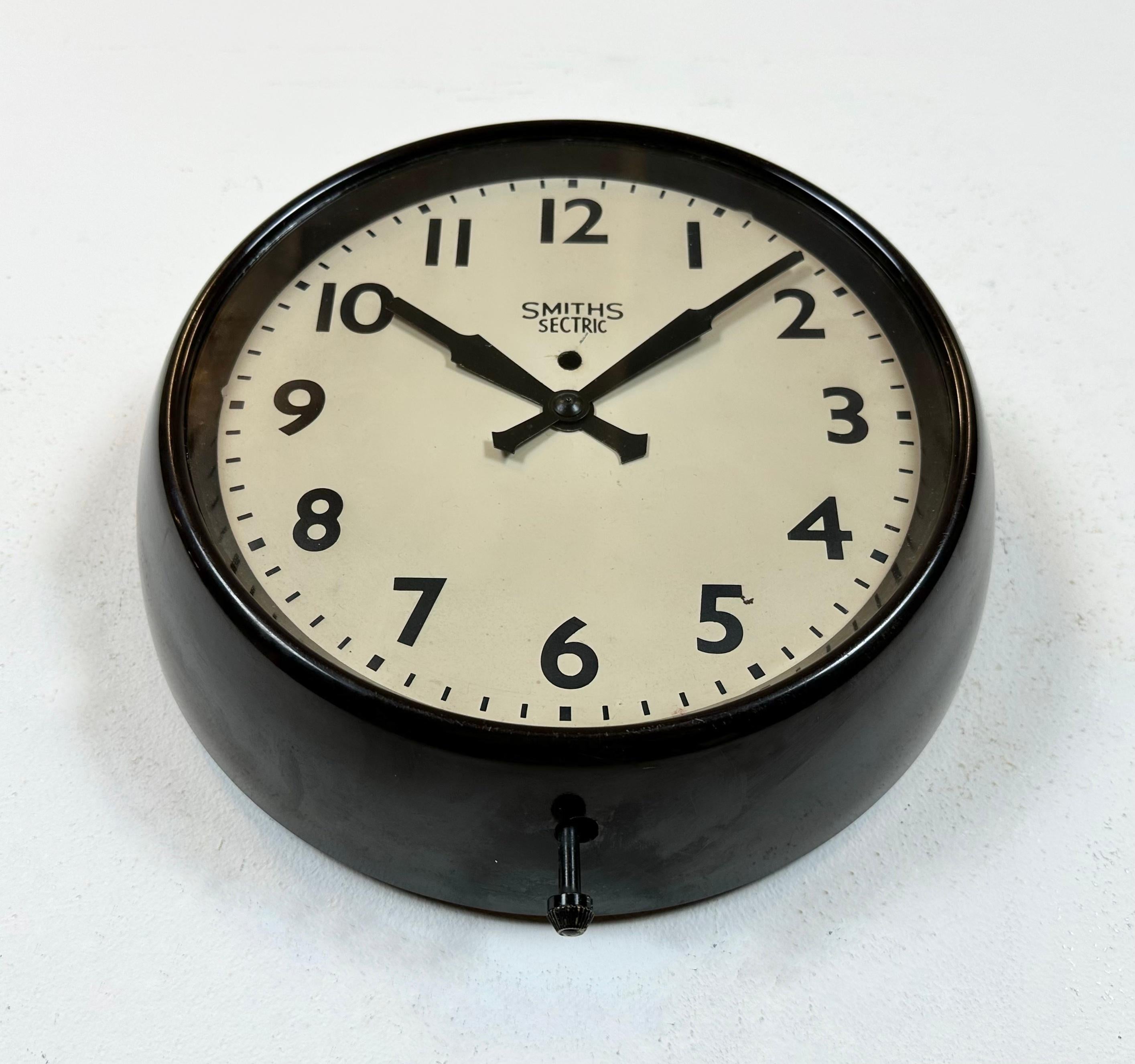 20th Century Vintage Brown Bakelite Electric Wall Clock from Smiths Sectric, 1950s