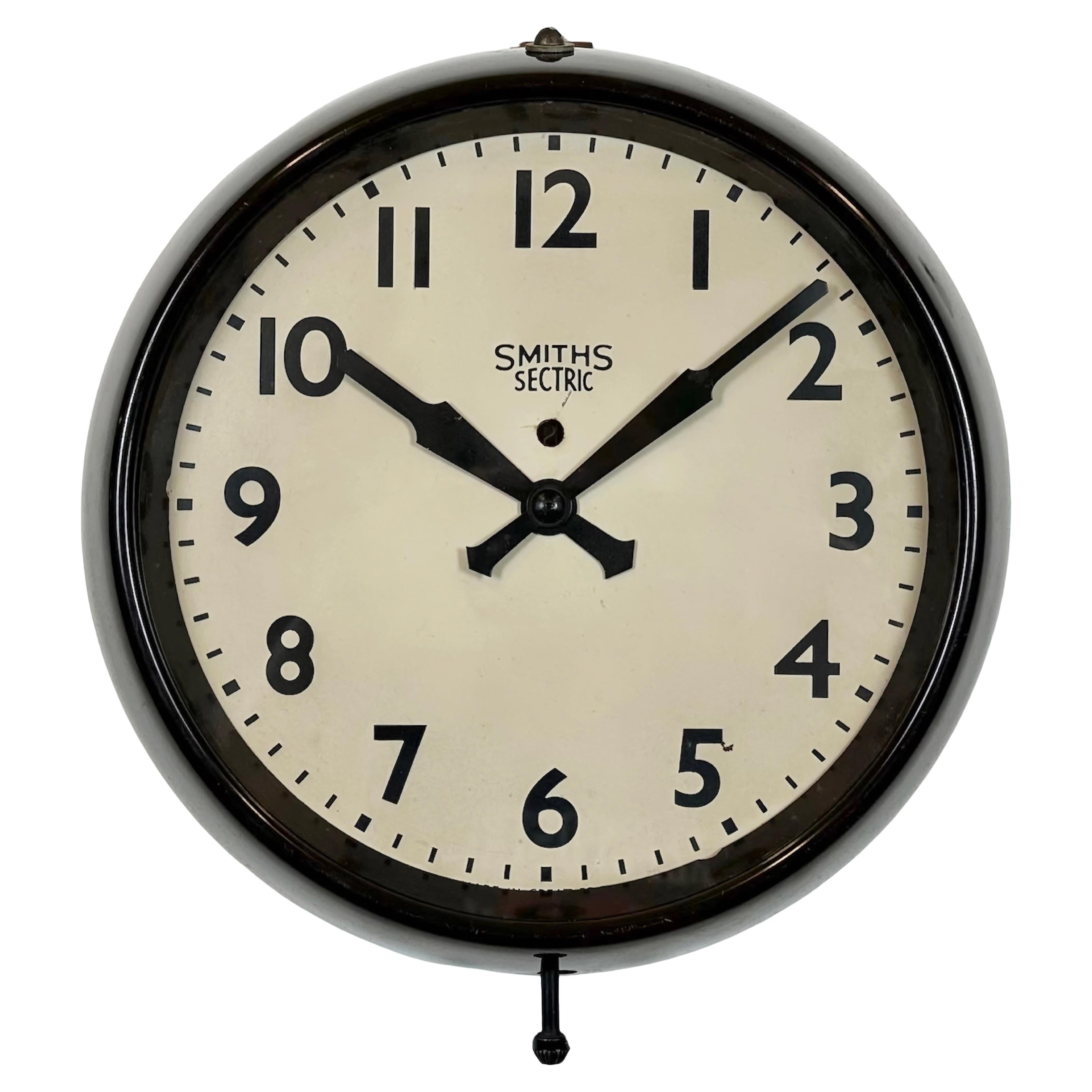 Vintage Brown Bakelite Electric Wall Clock from Smiths Sectric, 1950s