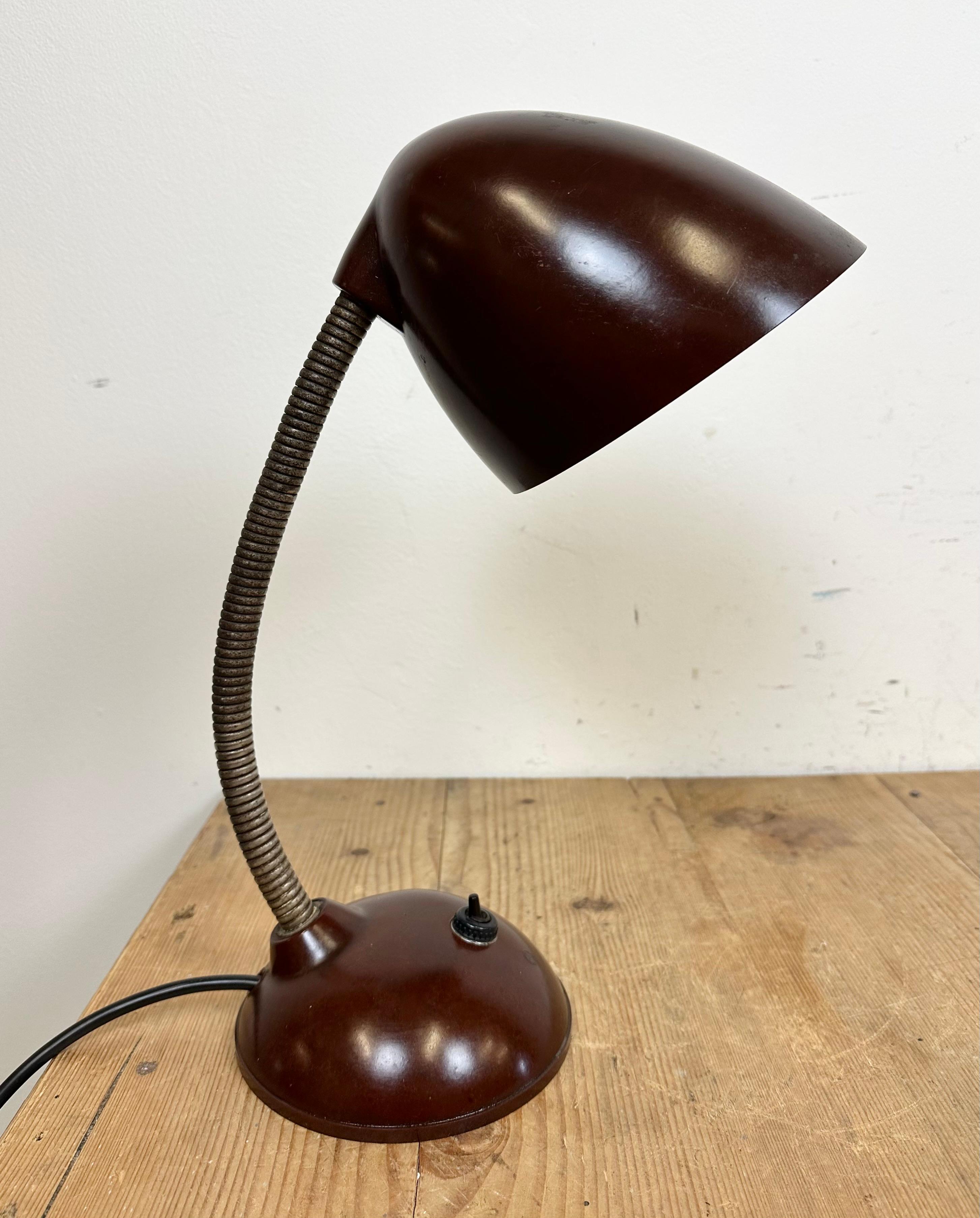 Vintage Brown Bakelite Gooseneck Table Lamp, 1960s 2