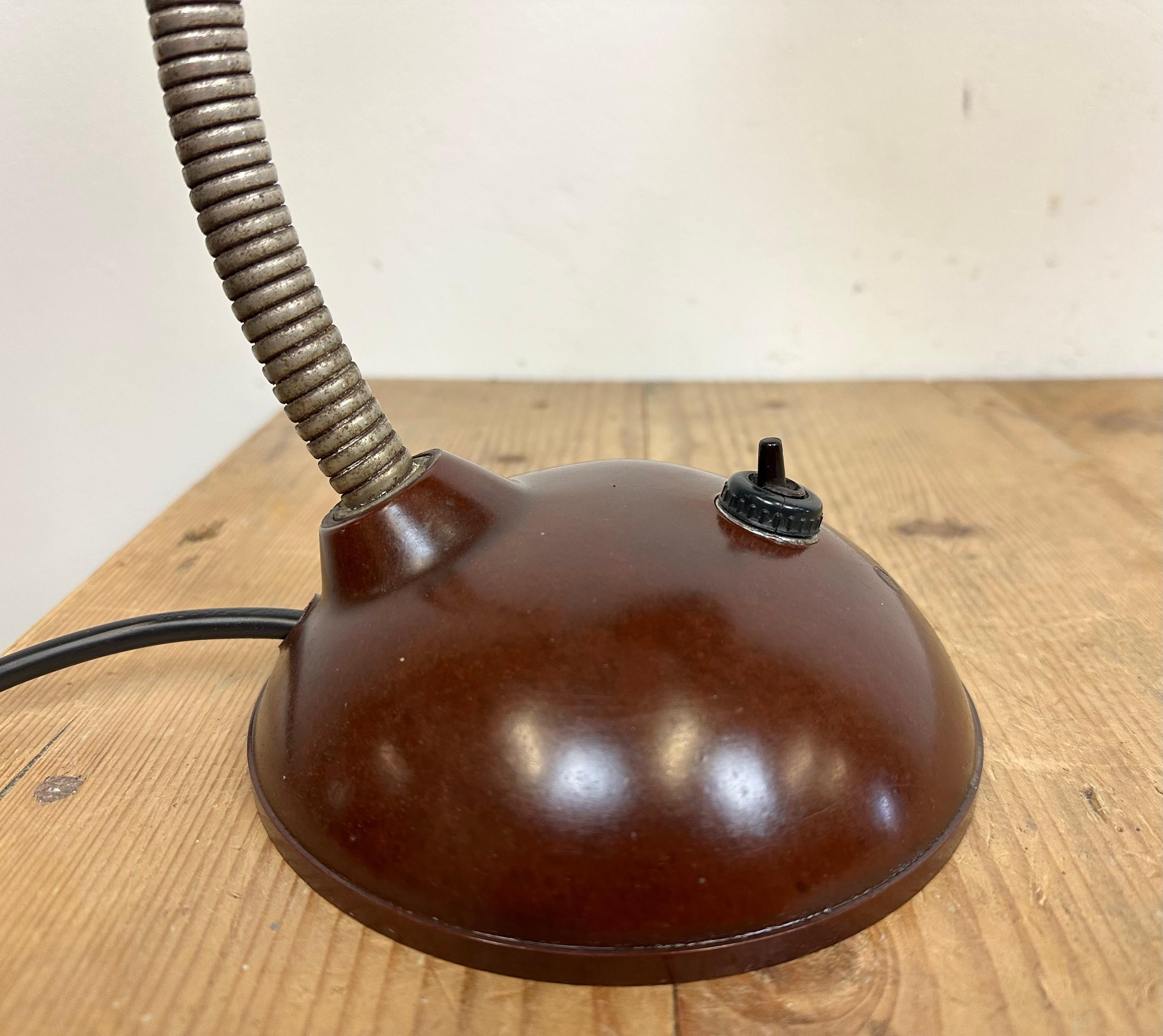 Vintage Brown Bakelite Gooseneck Table Lamp, 1960s 4
