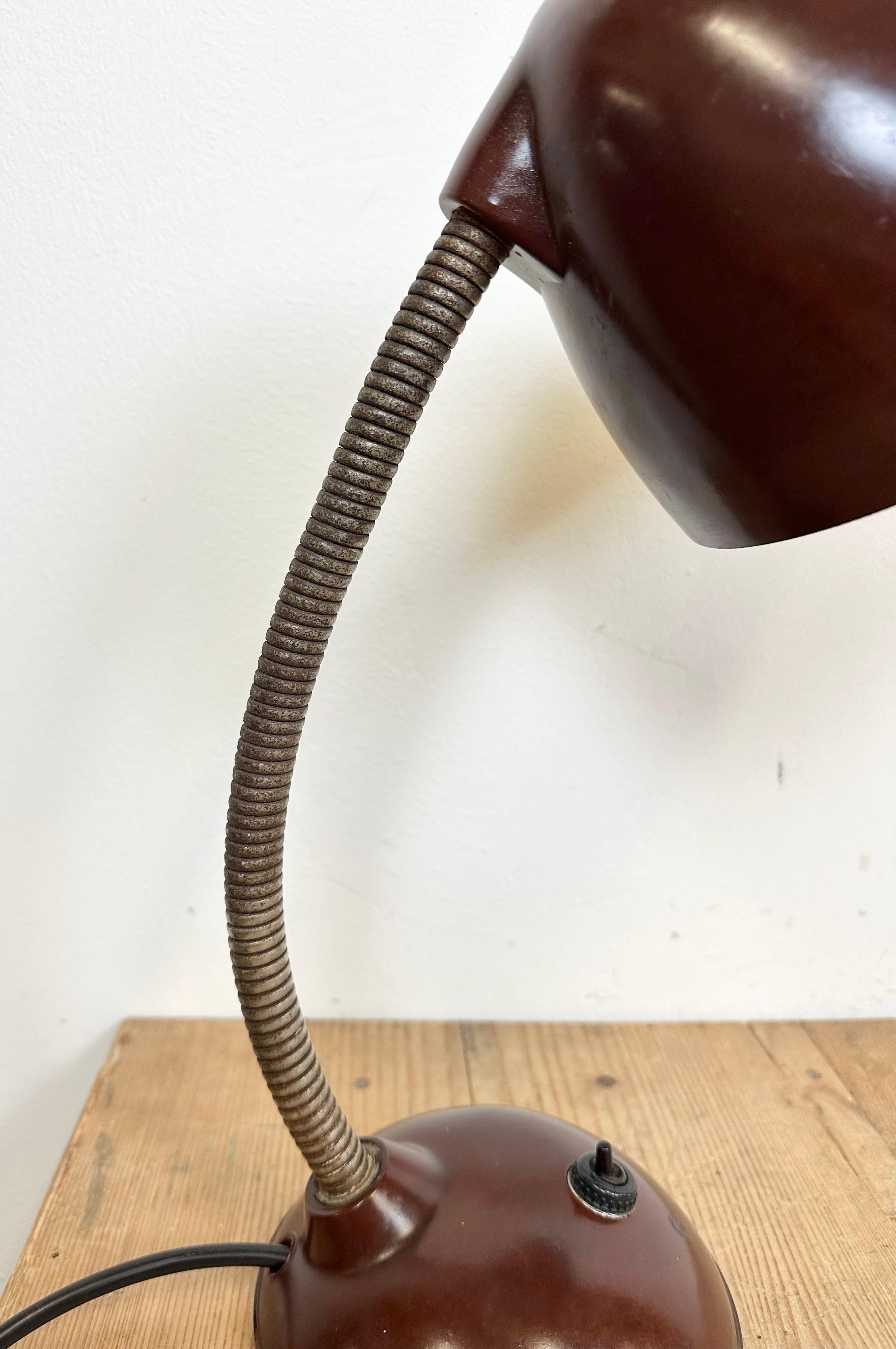Vintage Brown Bakelite Gooseneck Table Lamp, 1960s 5