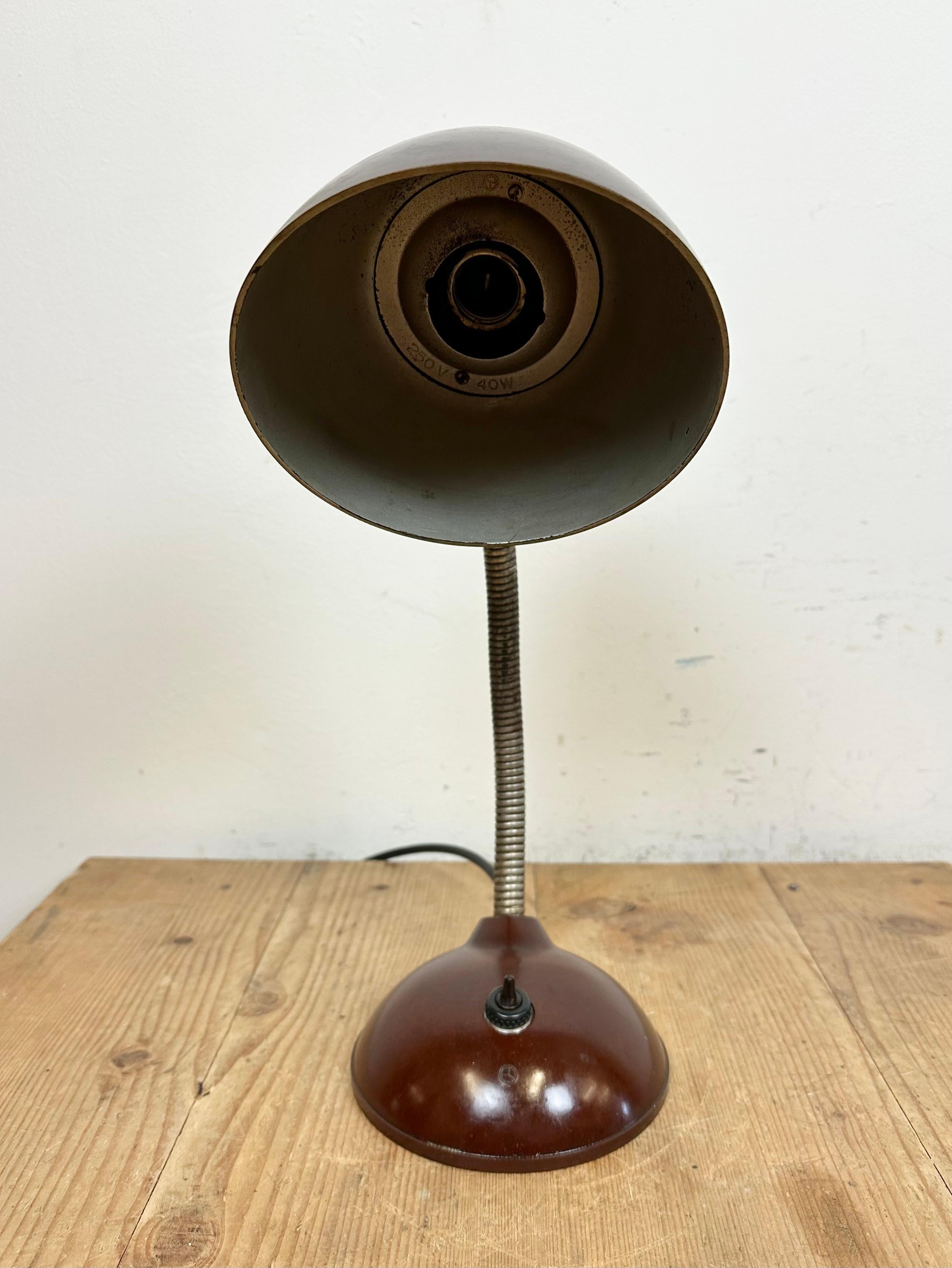 Vintage Brown Bakelite Gooseneck Table Lamp, 1960s 6